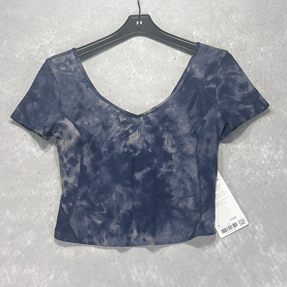 Lululemon Athletica Align Tee Blue Tye-Dye Crop Top